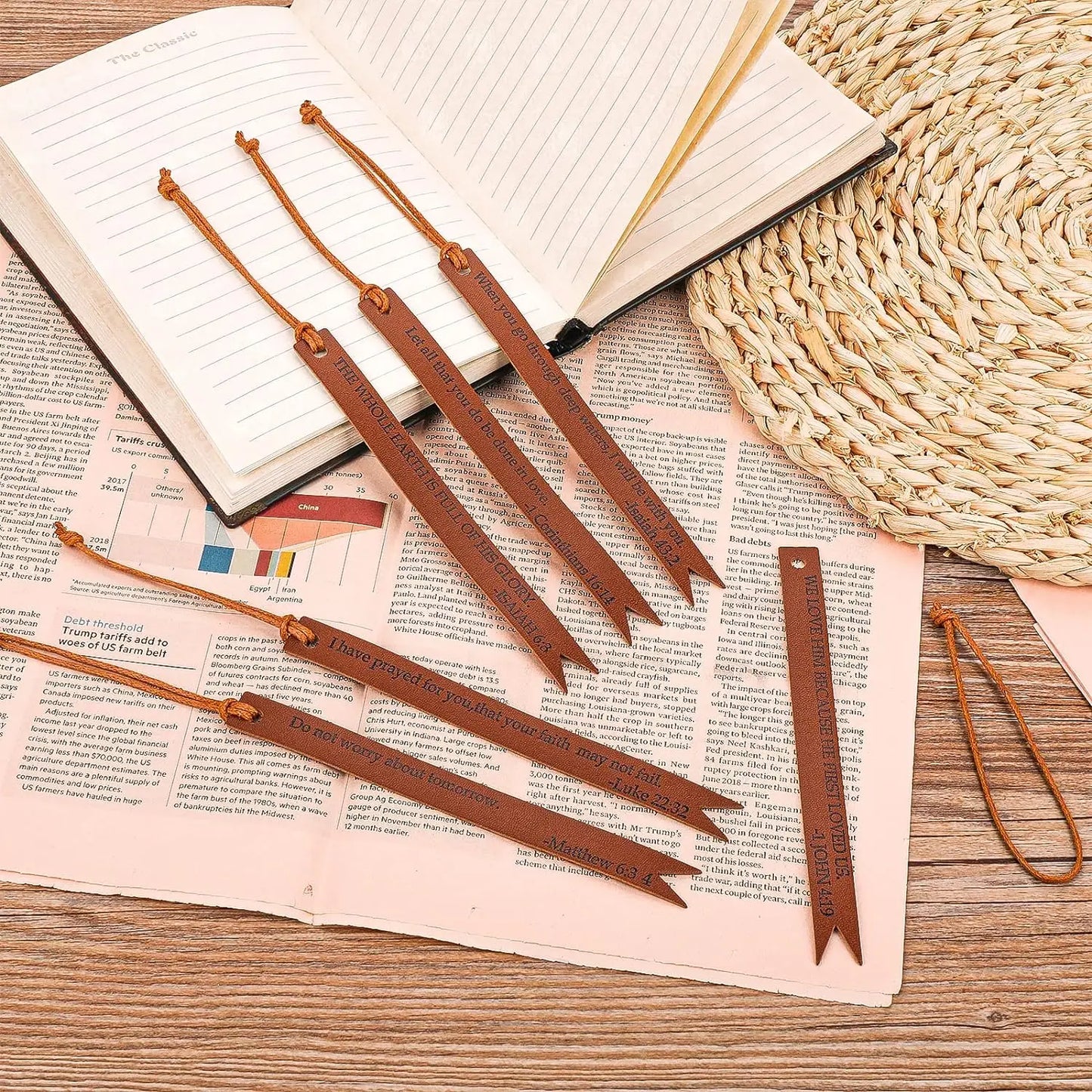 Leather Bible Bookmark with Inspirational Bible Verse Gift