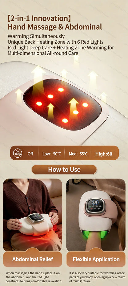 Electric Hand Massager Wrist Joint Numbness Airbag Massage Red Light Hot Compress Relieve Hand Pain Relax Hand Massage SPA Care