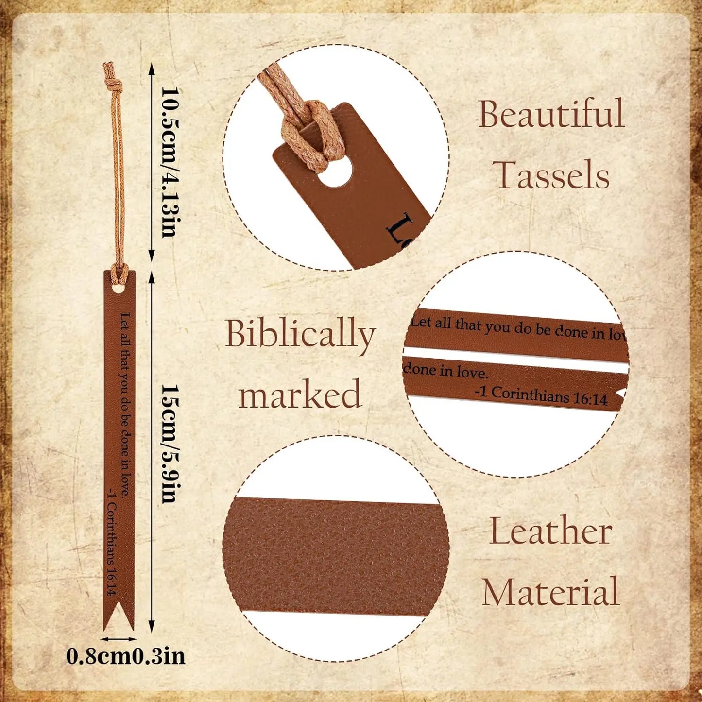 Leather Bible Bookmark with Inspirational Bible Verse Gift