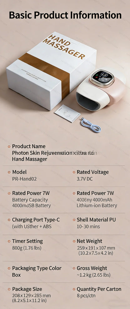 Electric Hand Massager Wrist Joint Numbness Airbag Massage Red Light Hot Compress Relieve Hand Pain Relax Hand Massage SPA Care