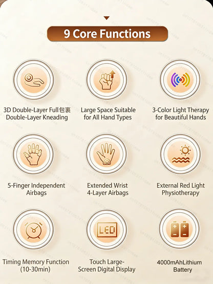 Electric Hand Massager Wrist Joint Numbness Airbag Massage Red Light Hot Compress Relieve Hand Pain Relax Hand Massage SPA Care